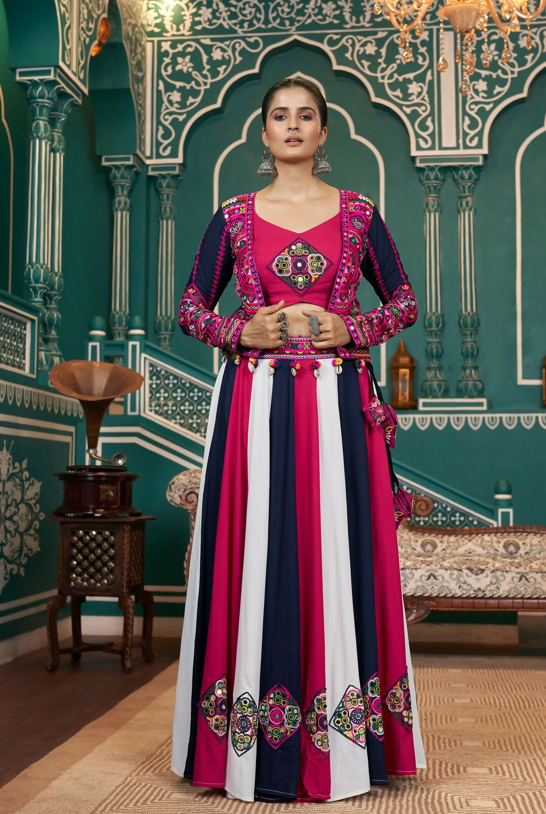 AI Fashion Multi Color Viscose Rayon Designer Navratri Lehenga Choli Collection | Grocsy