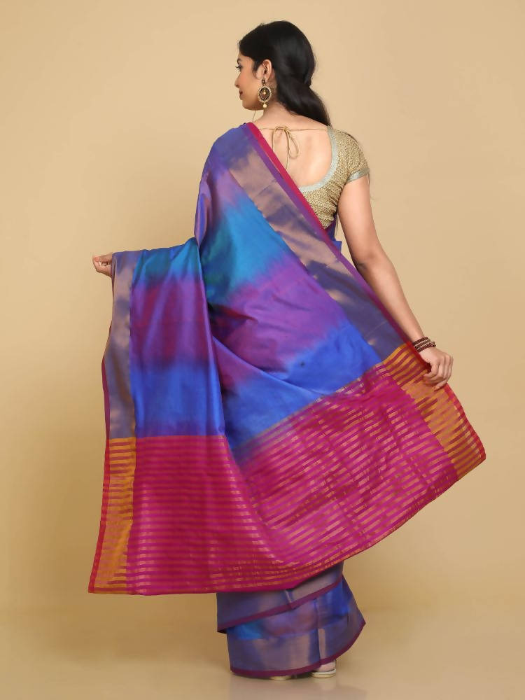 Kalamandir Ikkat Print Multi Uppada Saree With Pink Blouse | Grocsy