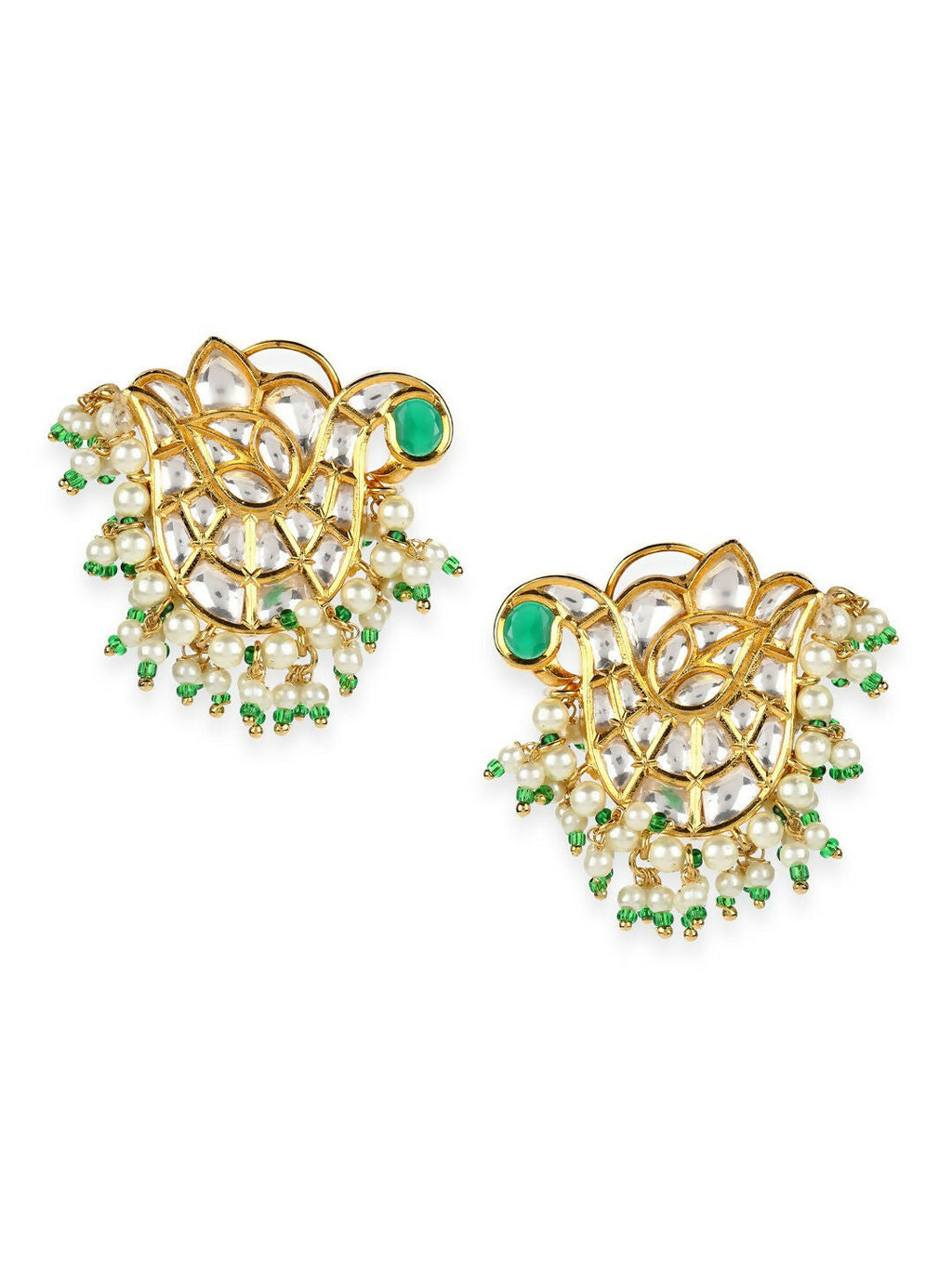 Oversized Kundan Studs with Meenakari- Ruby Raang