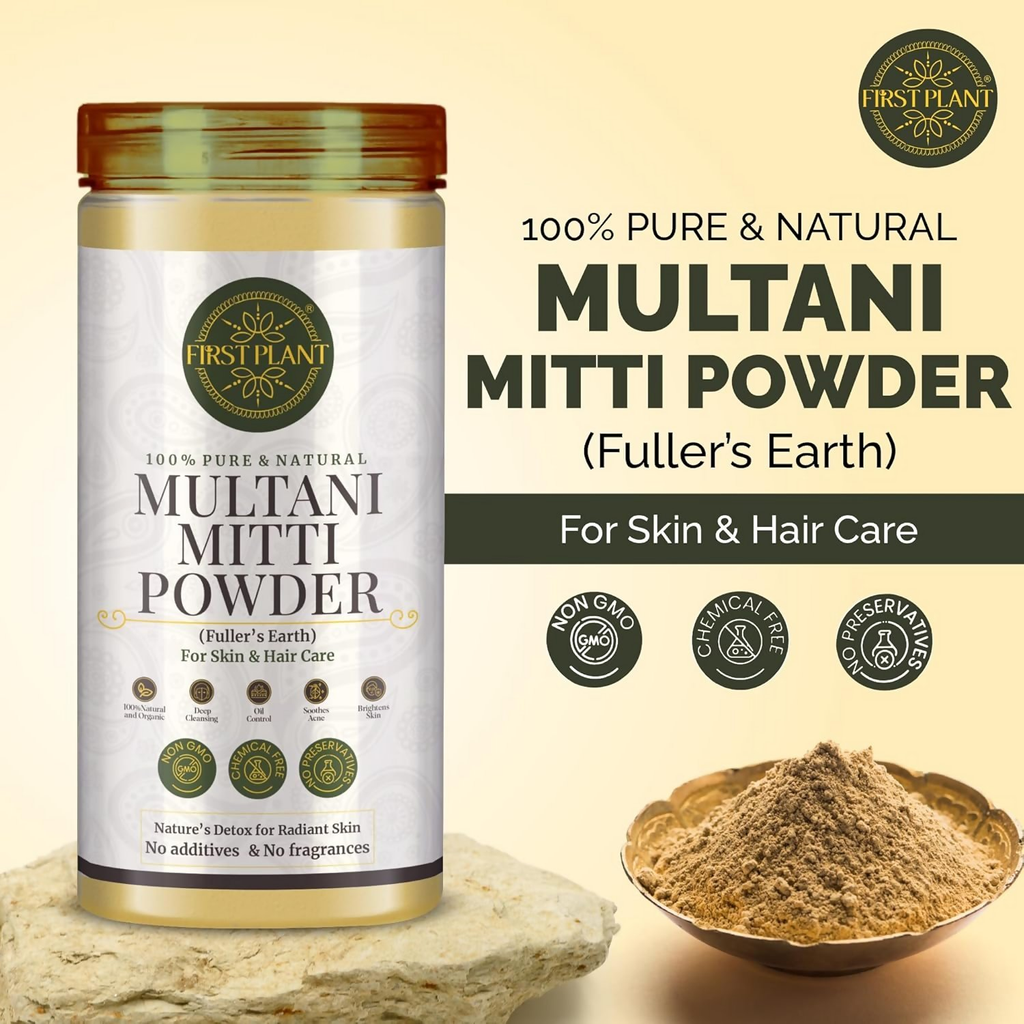 First Plant Multani Mitti Powder For Face Pack & Glowing Skin | Grocsy