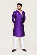 Joban Fashion Purple Colored Art Silk Fabric Kurta With Straight Fit Pant | Grocsy