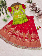 Teeya Creation New Kids Red Color Little Deer Forest Fantasy Lehenga Choli Set -Green | Grocsy