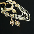 Mominos Fashion Johar Kamal Gold-Polished Rani Haar with Off white Pearls Jewellery Set