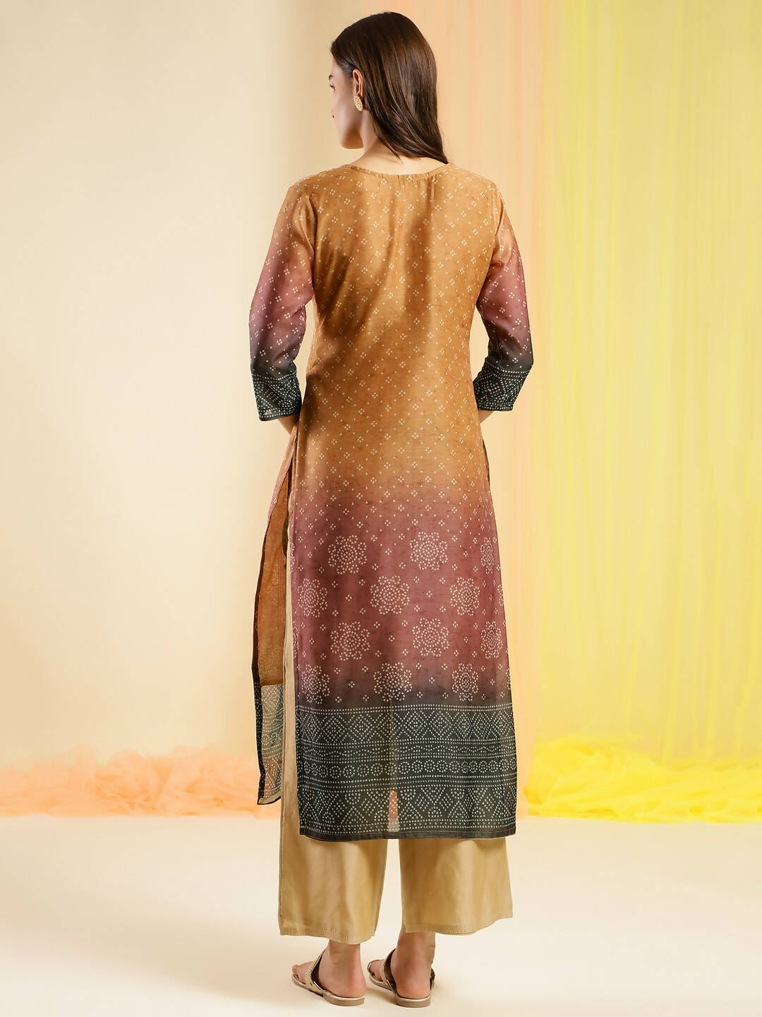 Orange Chinon Digital Printed With Hand Work Kurta - Himanshi | Grocsy