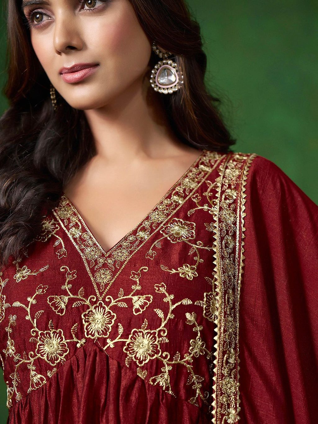 Sangria Embroidered Kurta & Trouser With Dupatta Kurta Set | Grocsy