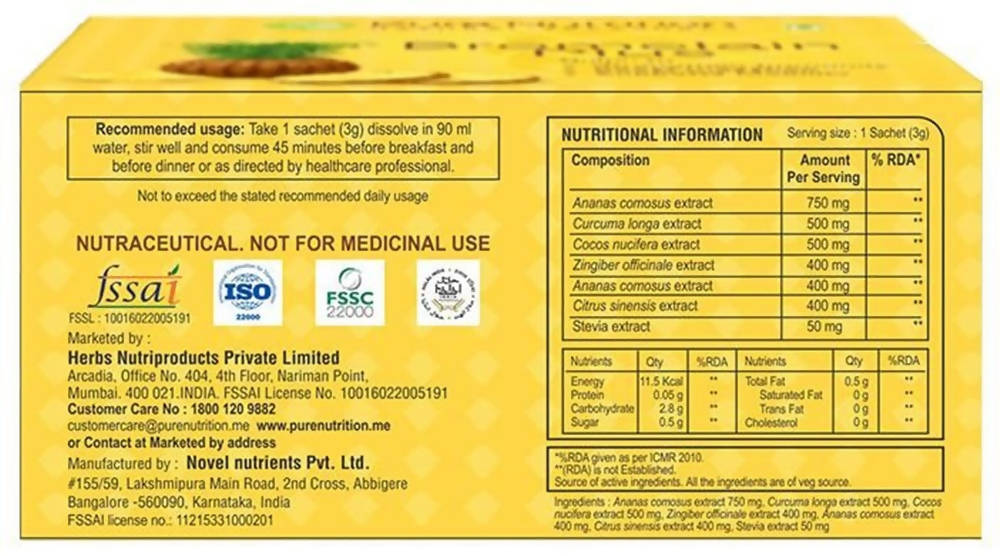 Pure Nutrition Bromelain Plus Sachets | Grocsy