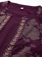 Ahalyaa Women's Traditional Wear Co-ords - Burgundy | Grocsy