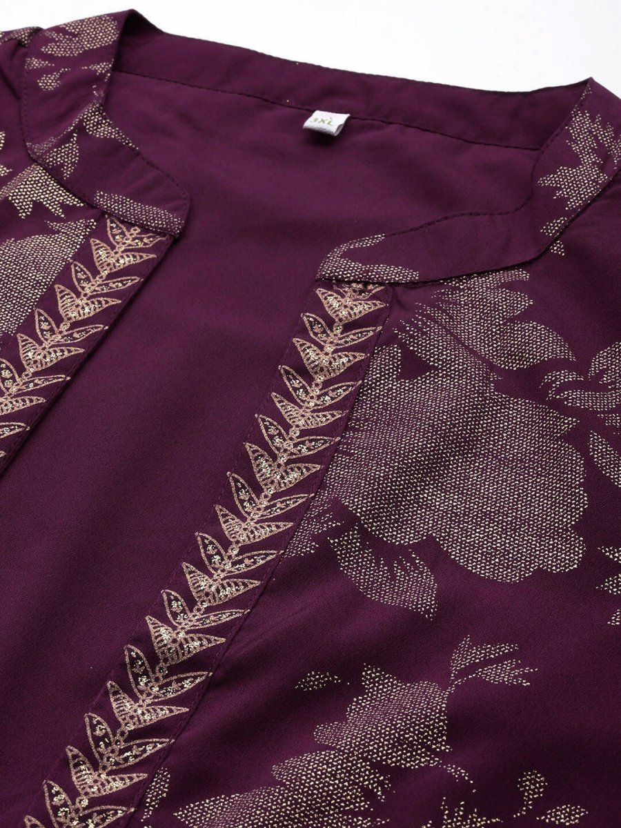 Ahalyaa Women's Traditional Wear Co-ords - Burgundy | Grocsy