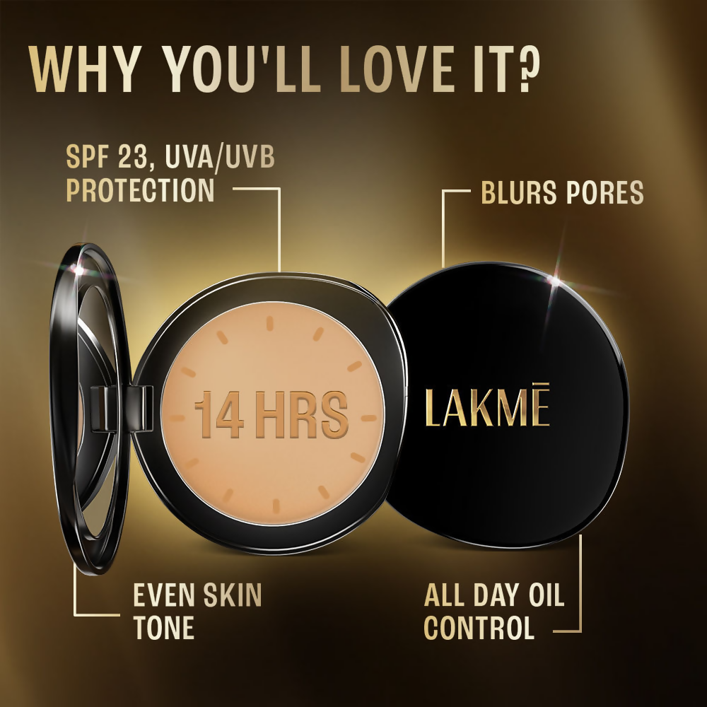 Lakme Ultimate Glam Compact, Skin Lightening Compact Powder - Beige Honey 05 | Grocsy