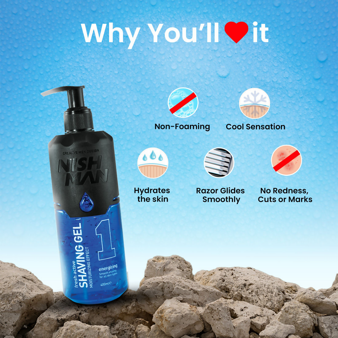 NishMan Fresh Active Energizing Shaving Gel Moisturizing | Grocsy
