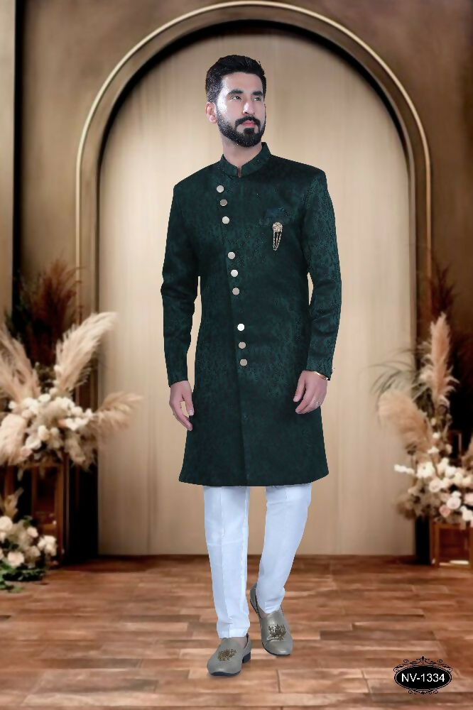 Joban Fashion Men's Green Satin Kurta with Pyjama | Grocsy