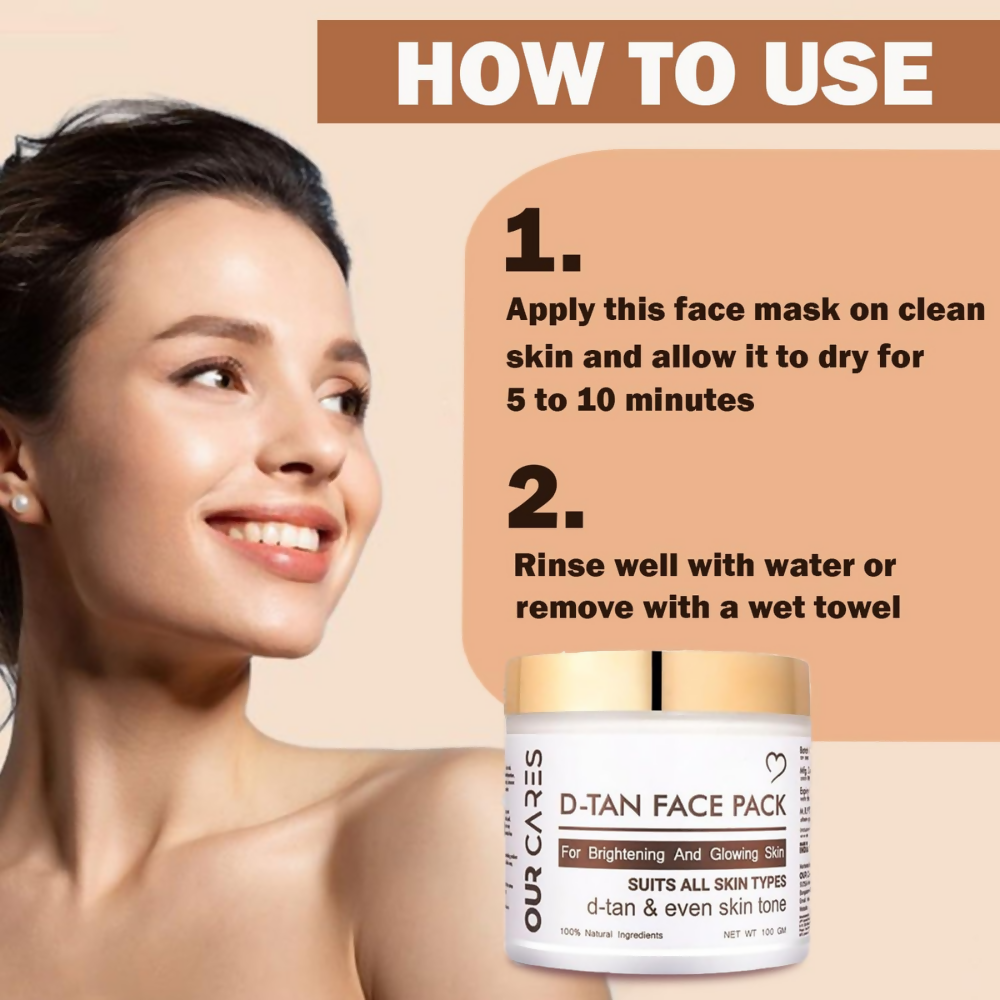 Our Cares D-TAN Face Pack for Instant Tan Removal & Sun Damage Protection | Grocsy
