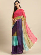 Ahalyaa Women's Traditional Semi Stitch Saree - Blue | Grocsy