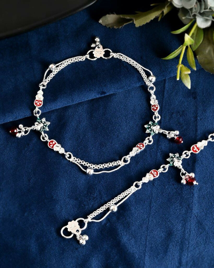 VOJ Set of 2 Traditional Stylish Designer Anklet | Grocsy
