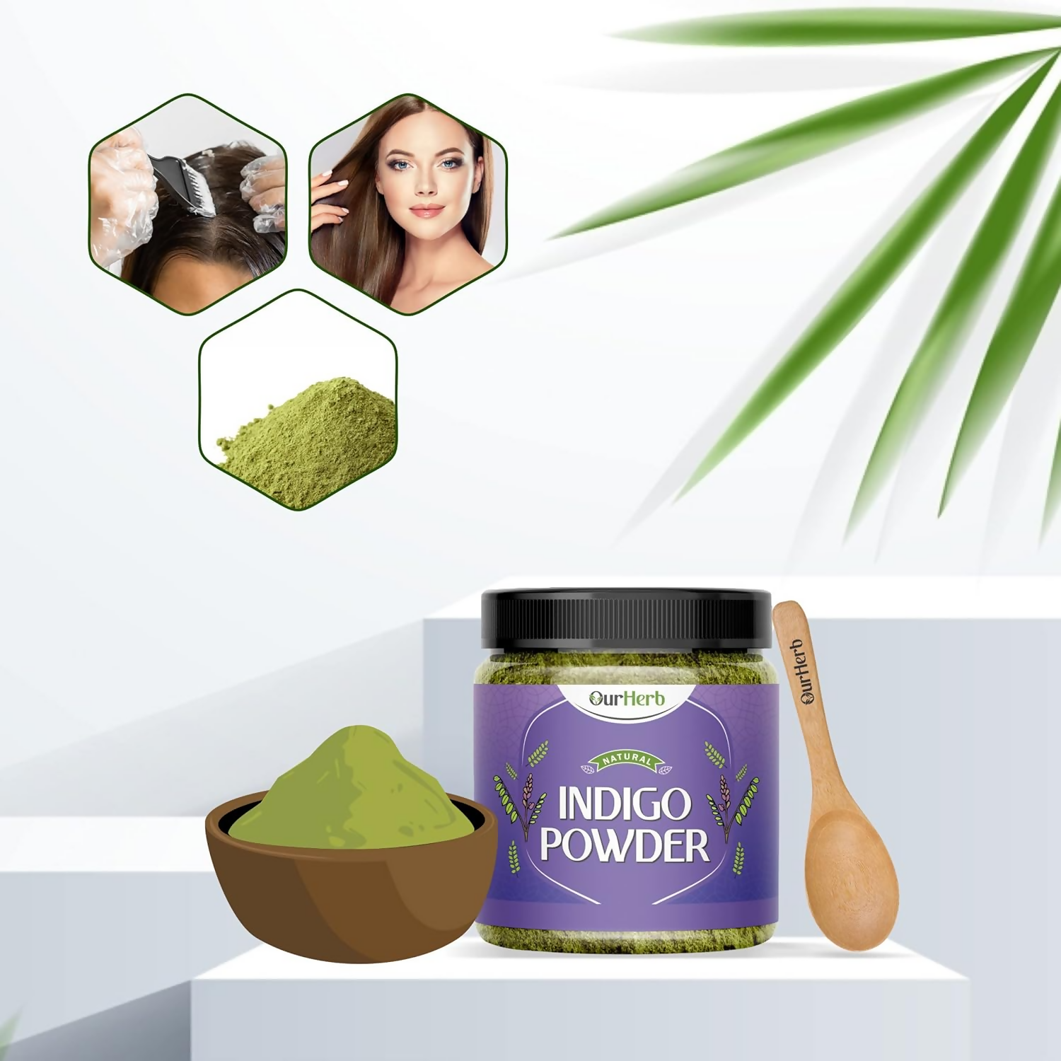 OurHerb Pure & Organic Indigo Leaves Powder For Black Hair Colour | Grocsy