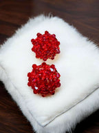 Inhanns Small Statement Studs Earrings - Red | Grocsy