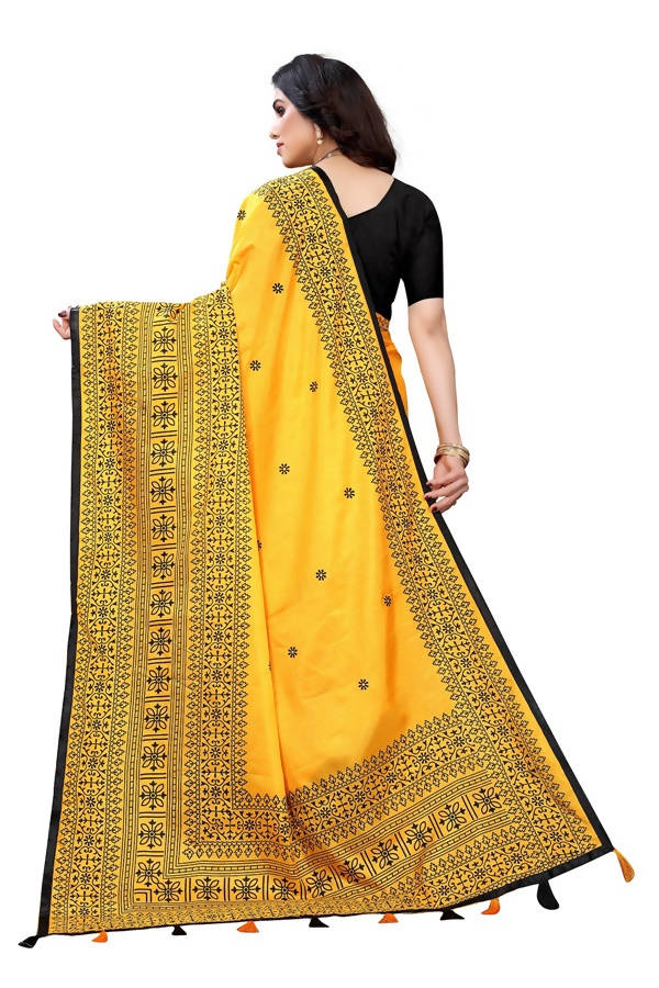 Vamika Yellow Sana Silk Printed Saree (Nihal Yellow) | Grocsy