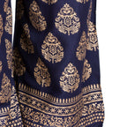 PAVONINE Navy Blue Color Golden Printed Rayon Fabric Sharara For Women & Girls | Grocsy