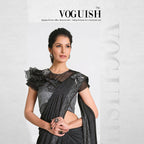 Black Fancy Lycra Handwork Shoulder Butta Saree - Mohmanthan Izzara | Grocsy