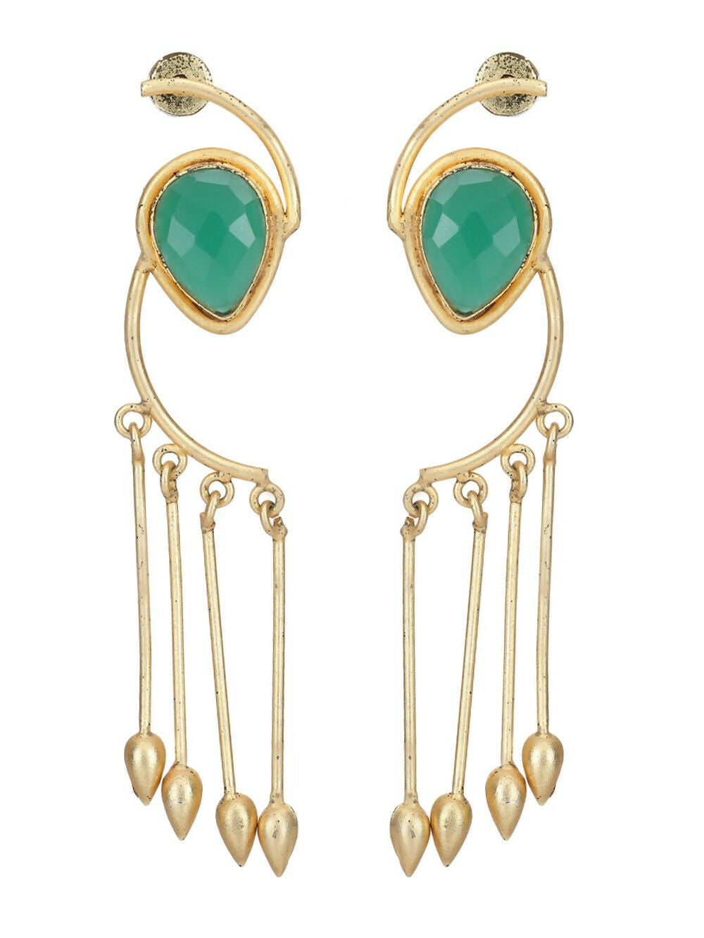 Joban Fashion Women Green Stone Matte Gold Earrings | Grocsy