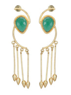 Joban Fashion Women Green Stone Matte Gold Earrings | Grocsy