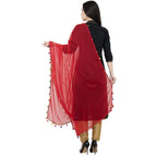 A R Silk Chiffon Multi Pum-2 Regular Dupatta Color Red Dupatta or Chunni | Grocsy