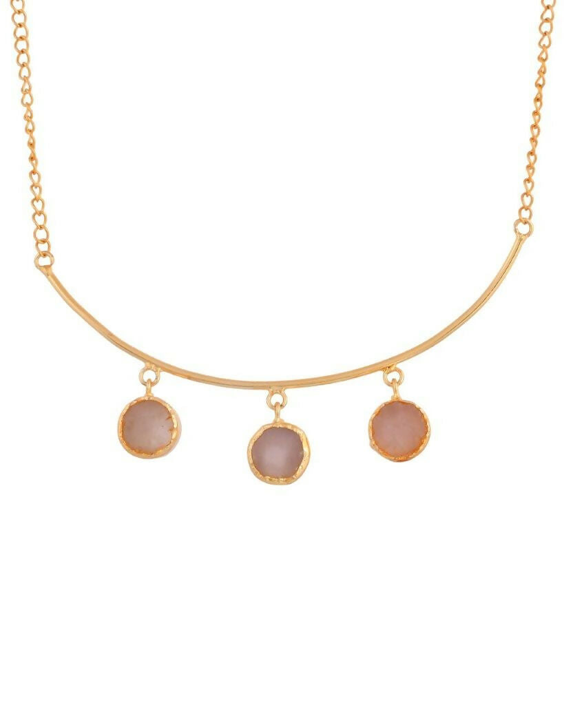 VOJ One Gram Gold-Polished Stone Studded Necklace and Earrings Set | Grocsy