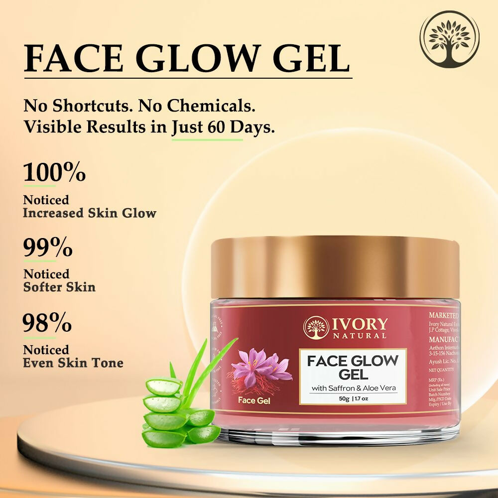 Ivory Natural Face Glow Gel For Instant Glow And Timeless Radiance, Achieve Glowing And Shiny Face | Grocsy