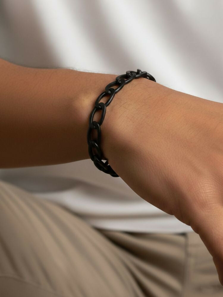 NVR Men's Rhodium Plated Cuff Bracelet | Grocsy