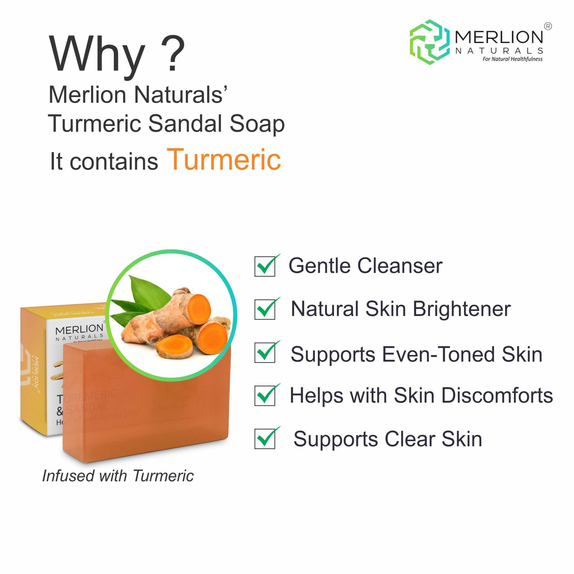 Merlion Naturals Turmeric and Sandal Glycerine Soap | Grocsy