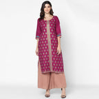 Cheera Hand Block Print Purple Straight Kurta (MAAI-049K) | Grocsy