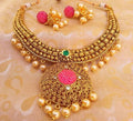 Multicolor Antique Necklace Set with Pearl Drops | Grocsy