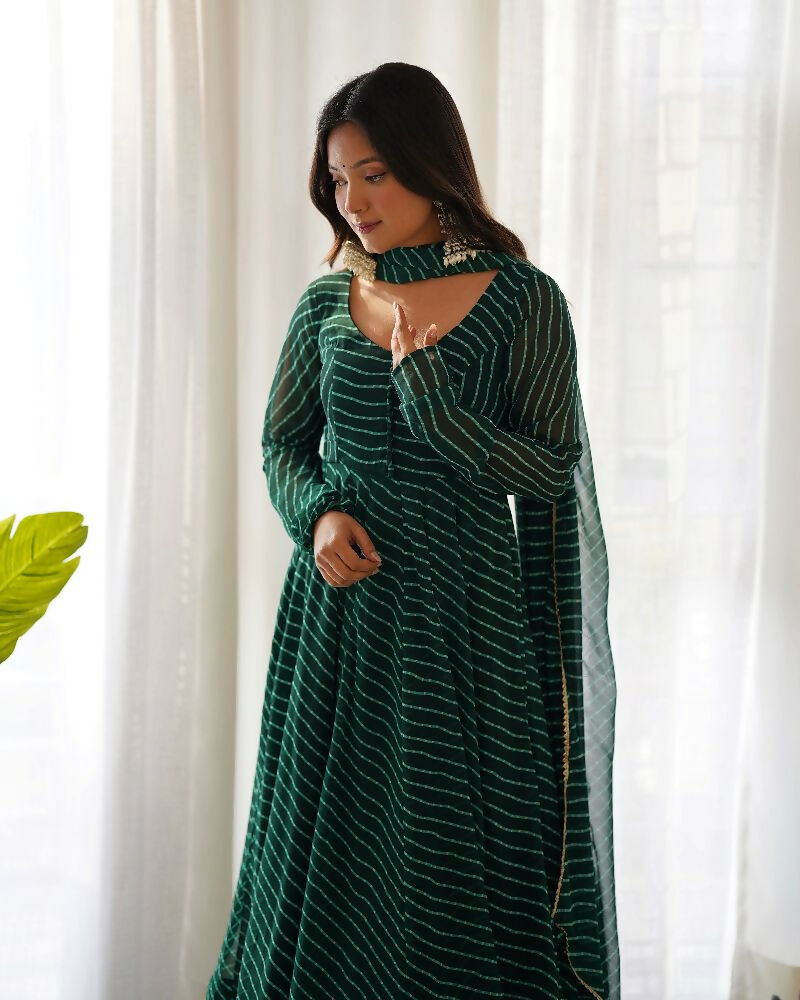Joban Fashion Green Kurta Set Georgette Sequence Embroidery Work | Grocsy