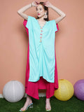 Women Republic Blue And Pink Assyemtrical Kurta Set | Grocsy