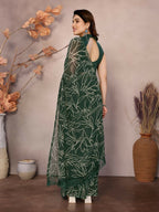 Partywear Designer Georgette Green Fancy Saree - Durga | Grocsy