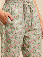 Sangria Women Floral Printed Gotta Patti Pure Cotton Kurta with Trousers & With Dupatta | Grocsy
