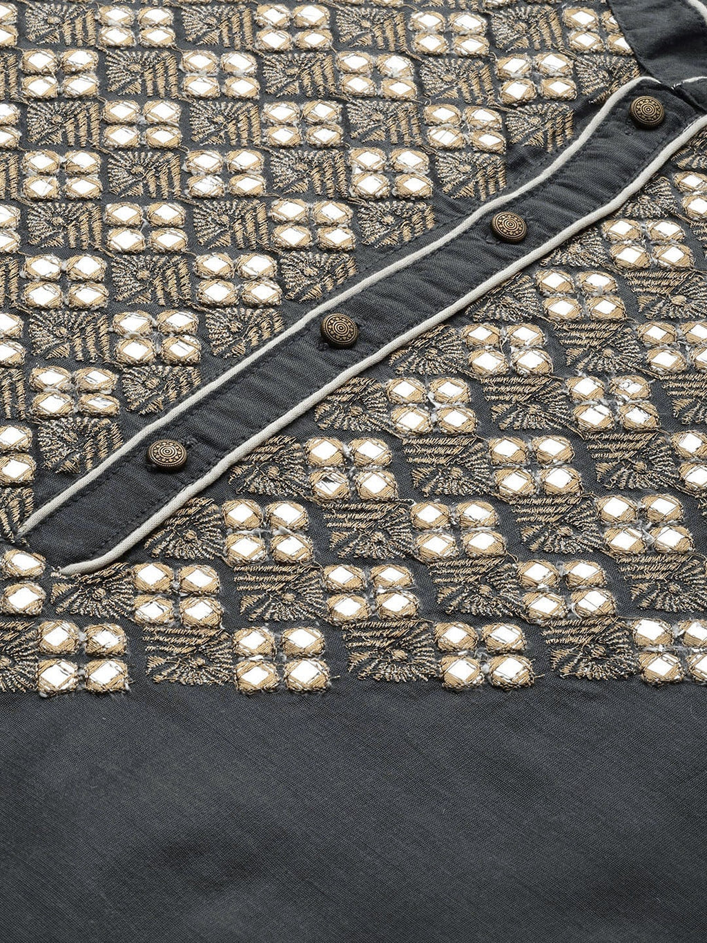 House of Pataudi Men Embroidered Mirror Work Jashn Kurta | Grocsy