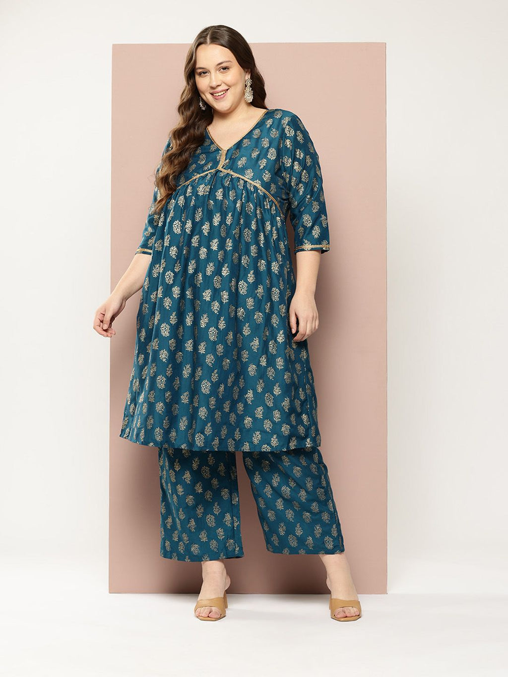 Sztori Plus Size Ethnic Motifs Kurta Set | Grocsy