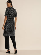 All About You Women Black & Grey Printed Kurta with Trousers | Grocsy