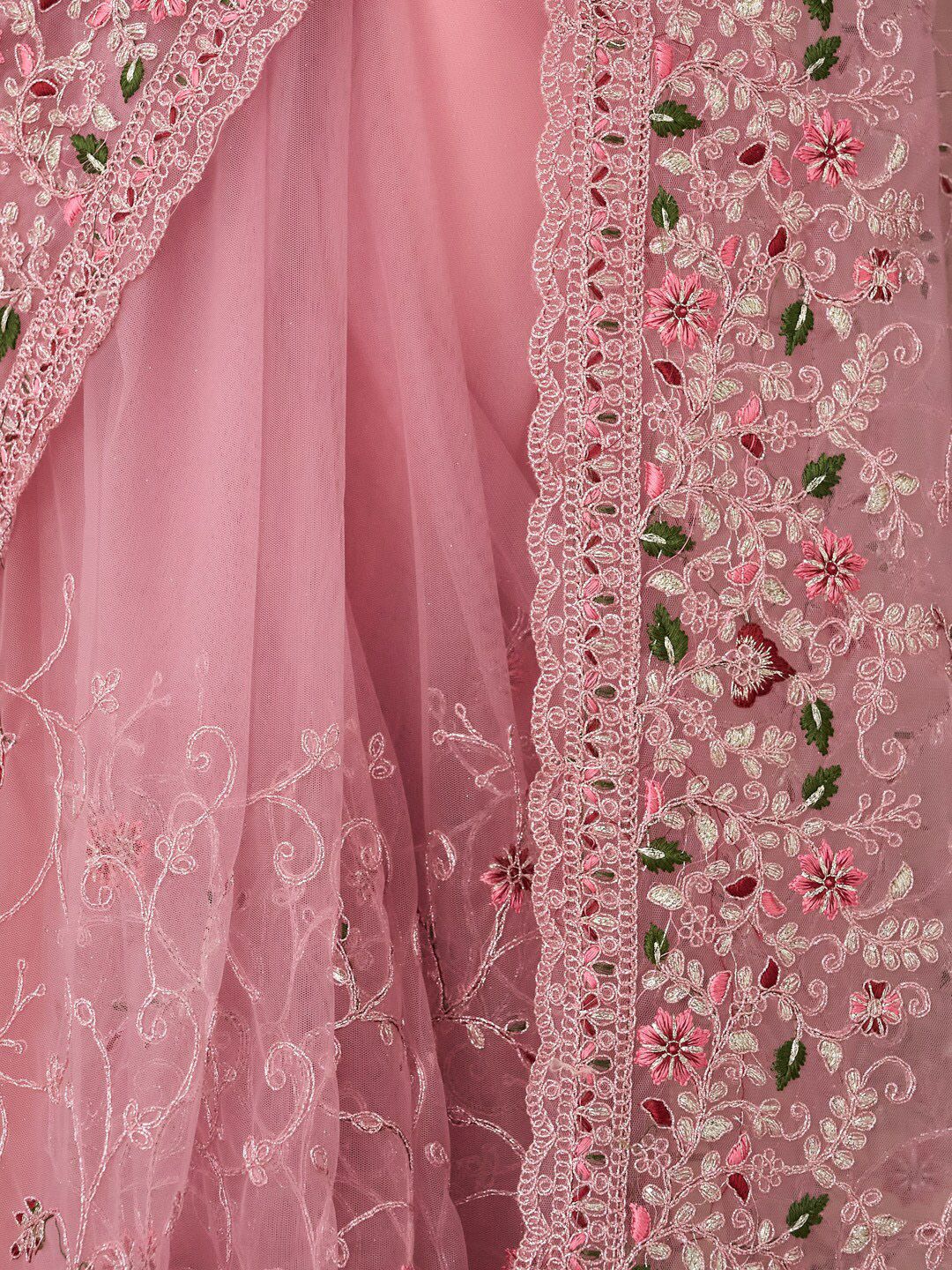 kasee Floral Embroidered Net Saree With Blouse Piece | Grocsy