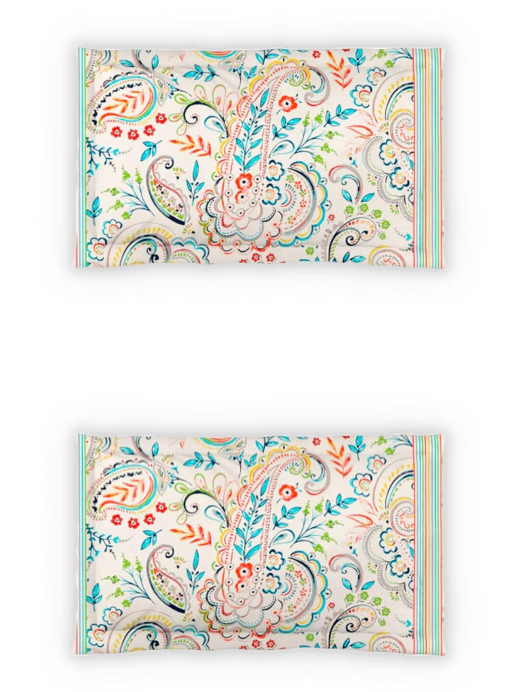 DDecor White & Turquoise Blue Motifs 140 TC Cotton Queen Bedsheet with 2 Pillow Covers | Grocsy