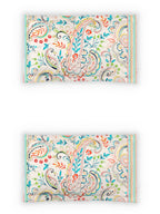 DDecor White & Turquoise Blue Motifs 140 TC Cotton Queen Bedsheet with 2 Pillow Covers | Grocsy