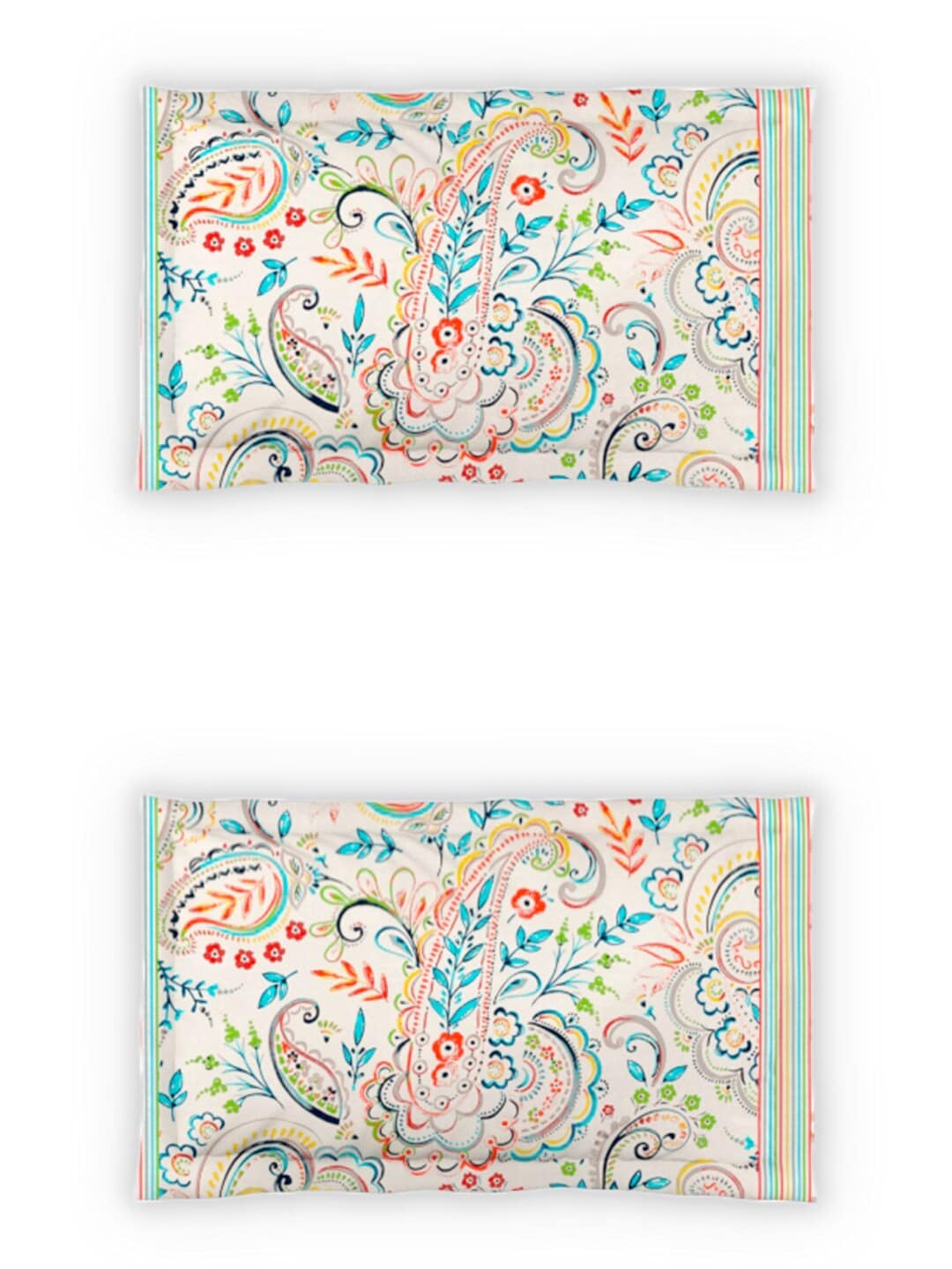 DDecor White & Turquoise Blue Motifs 140 TC Cotton Queen Bedsheet with 2 Pillow Covers | Grocsy