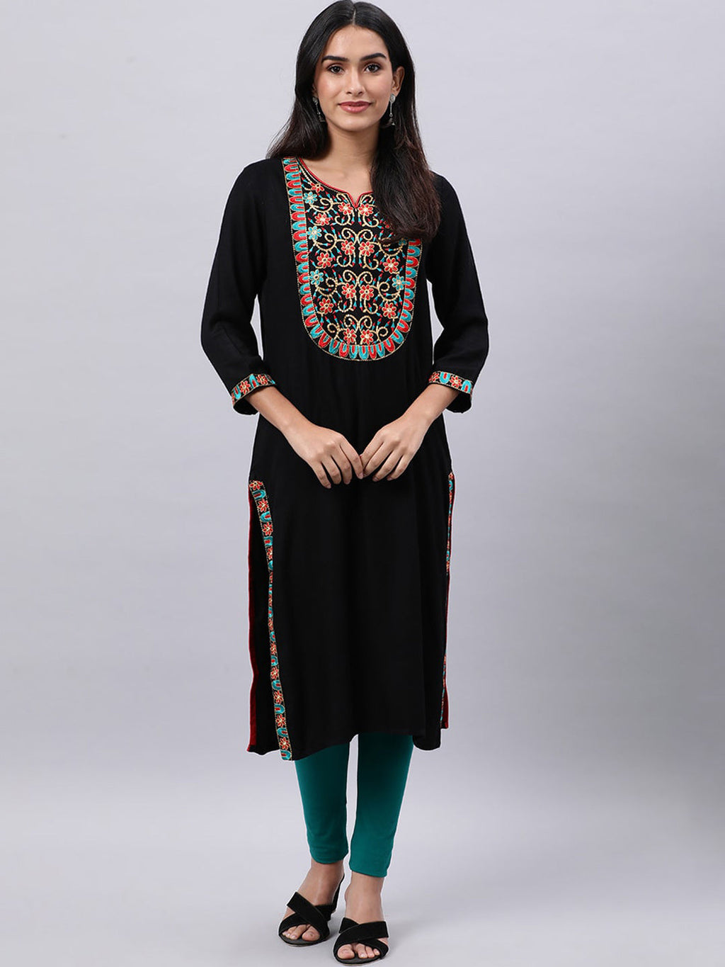 Souchii Women Ethnic Motifs Yoke Design Mirror Work Beautiful Kurta | Grocsy