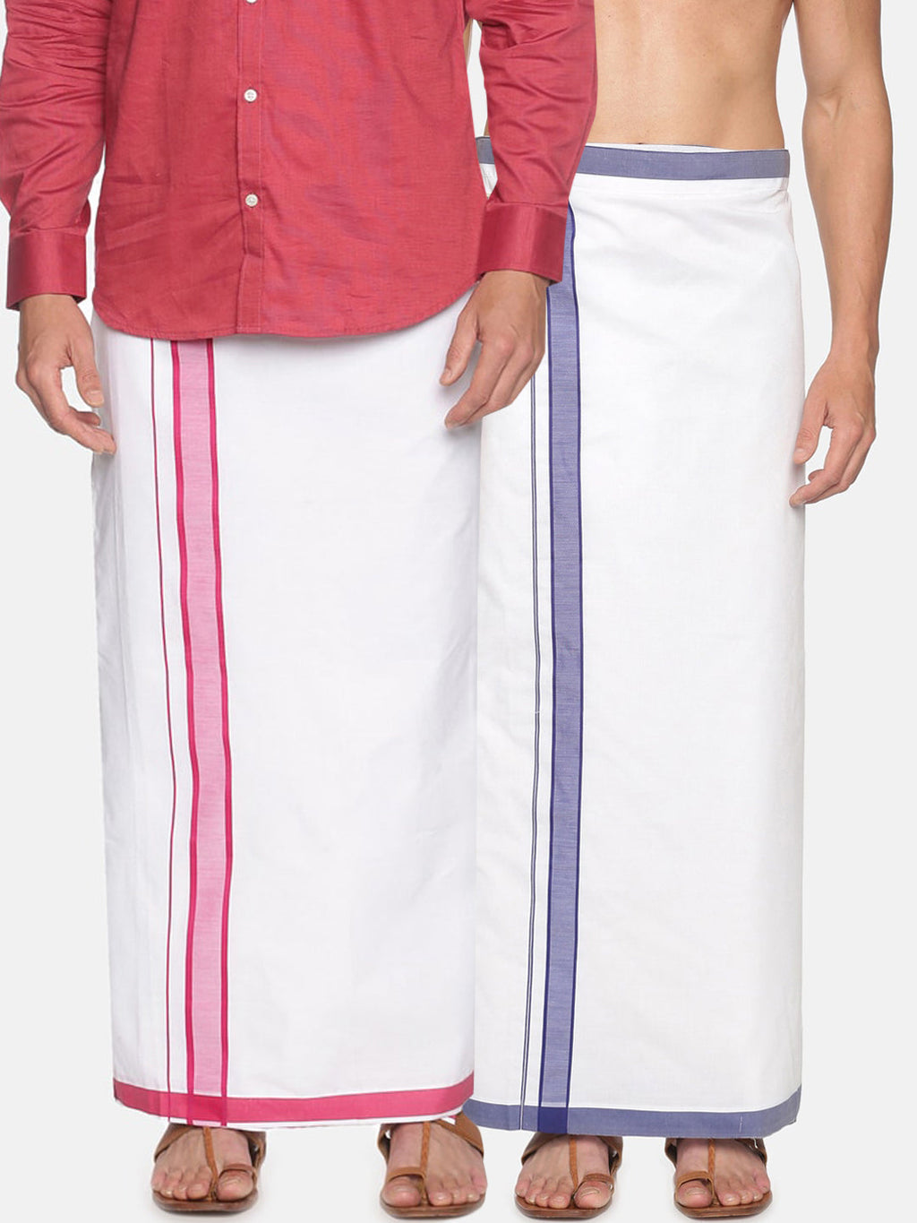 Sethukrishna Men Pack Of 2 Solid Cotton Dhotis | Grocsy