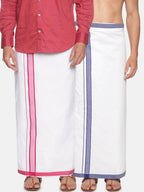 Sethukrishna Men Pack Of 2 Solid Cotton Dhotis | Grocsy