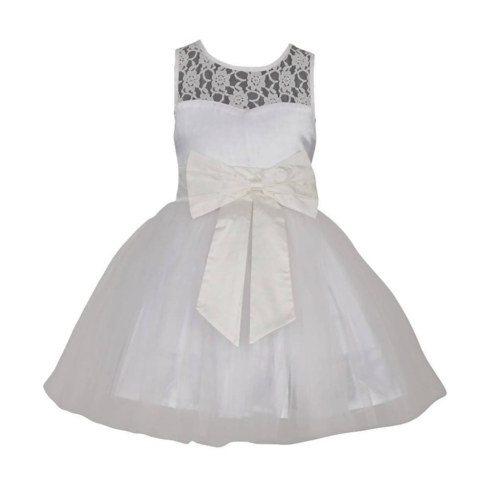 Asmaani Baby Girl Half White Color Satin Knee Length Frock (AS-DRESS-22026) | Grocsy
