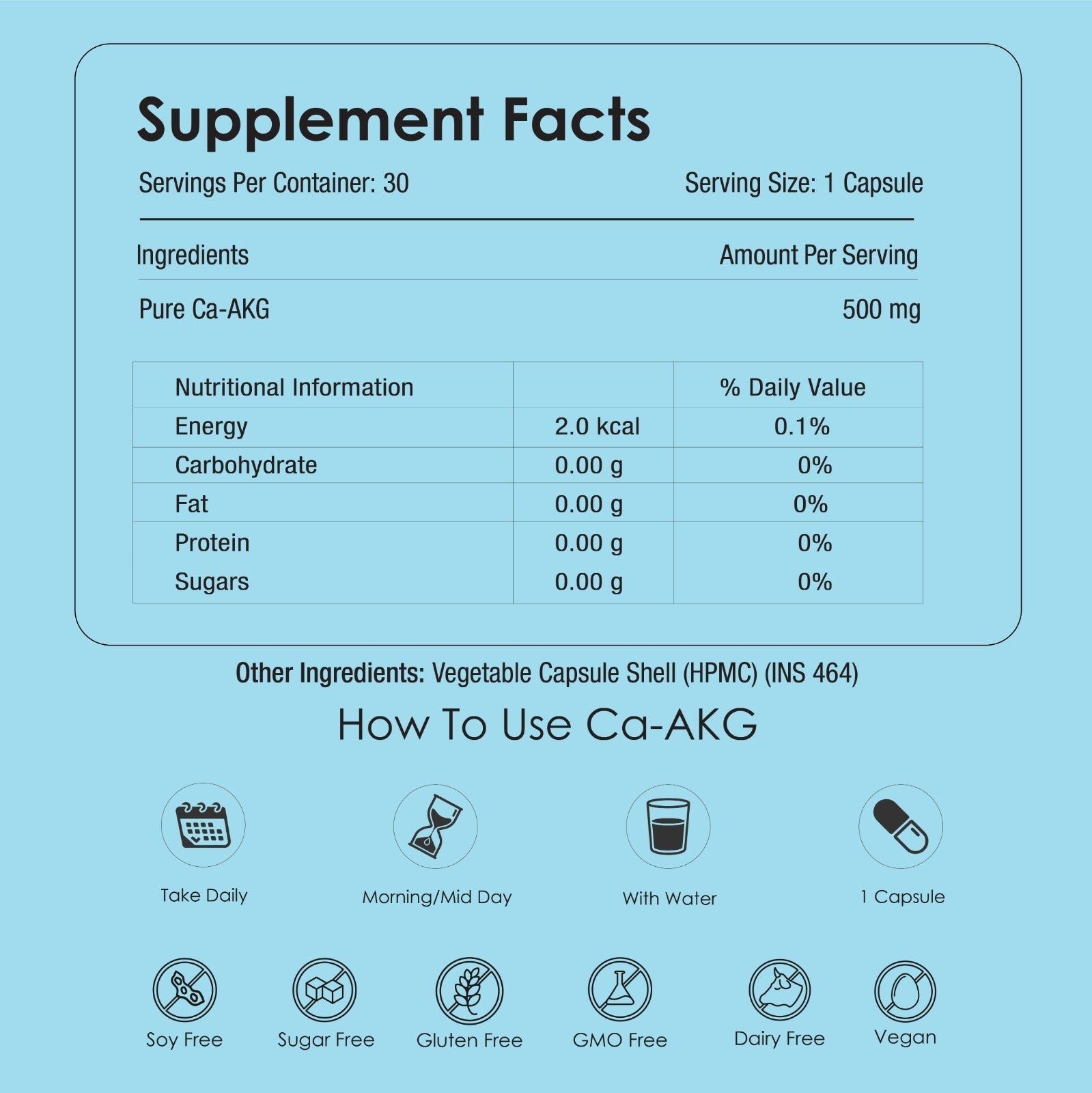 GATACA Pure Ca-AKG - 500 mg Capsules | Grocsy