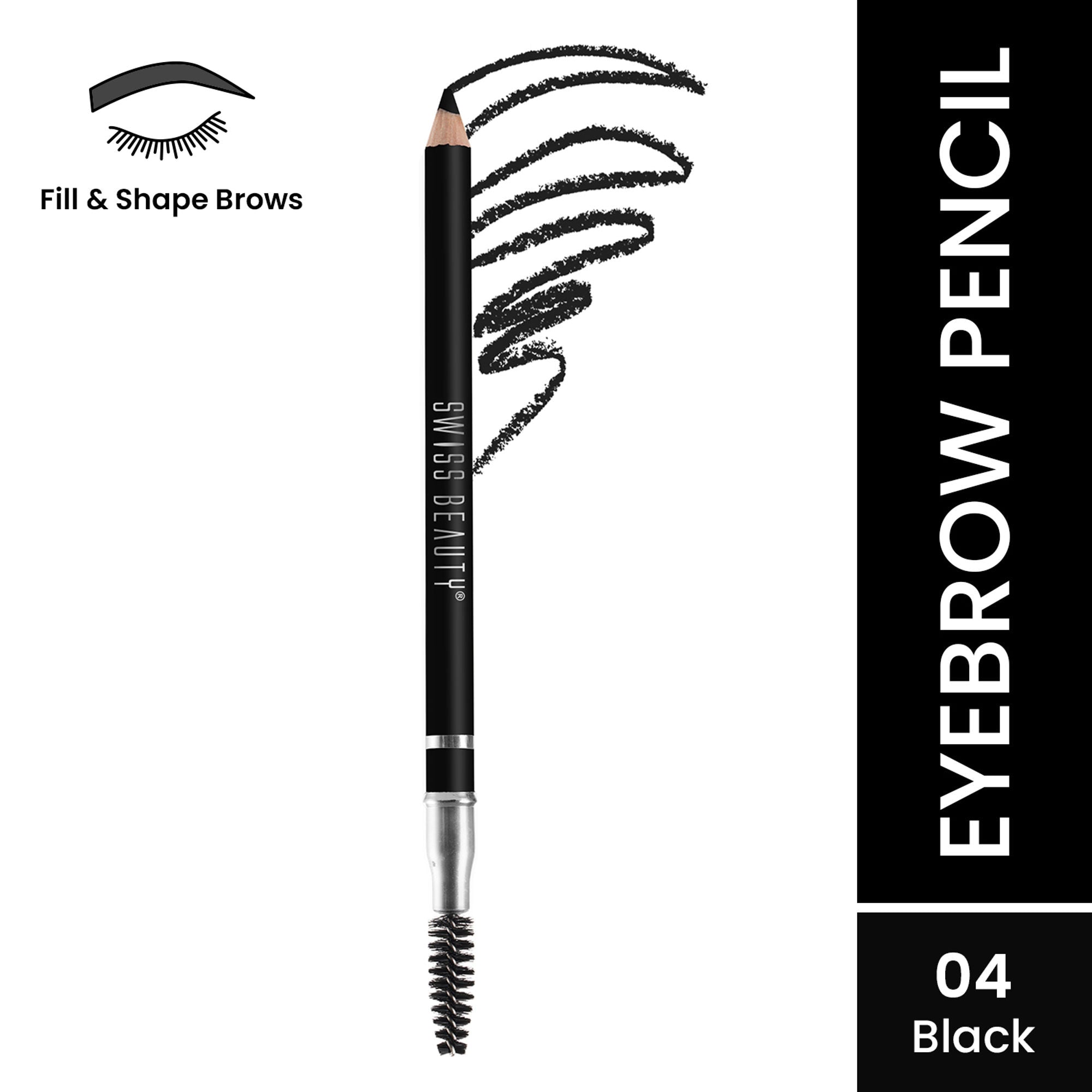 Swiss Beauty Brow Definer Pencil - 04 Black | Grocsy