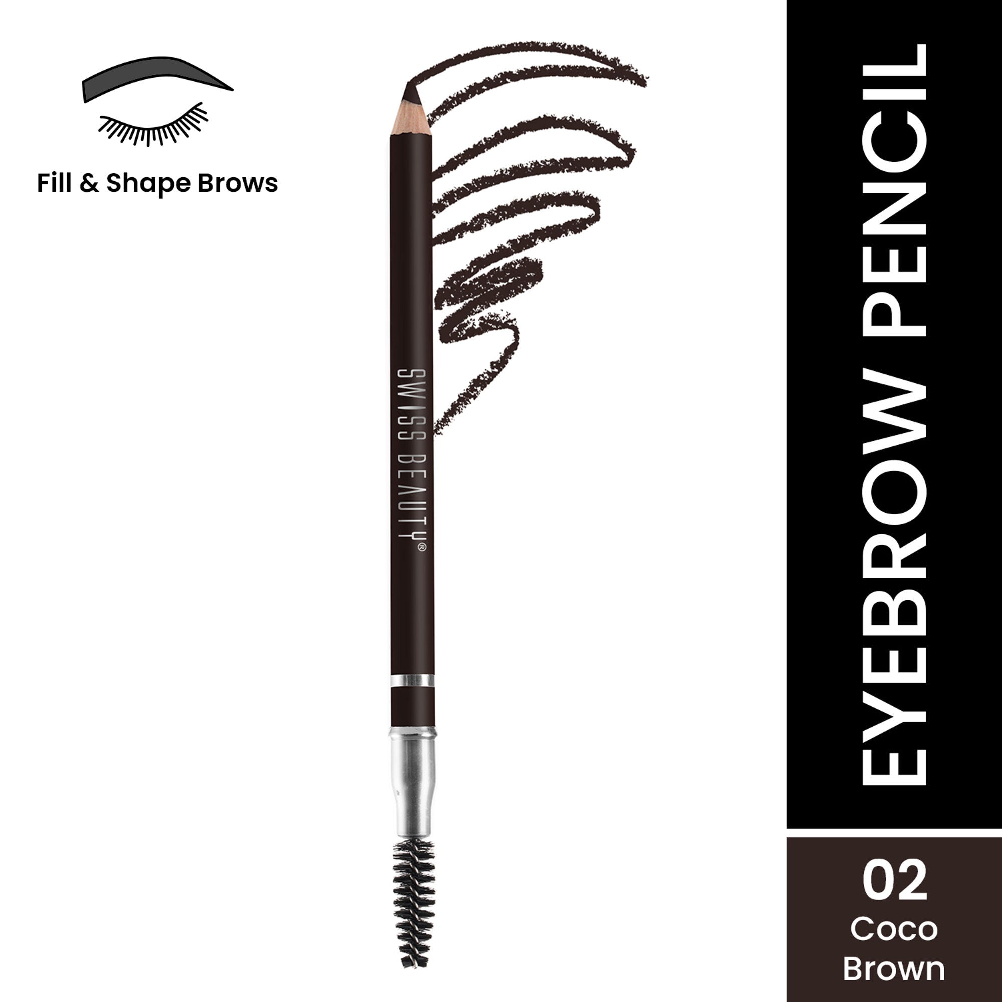 Swiss Beauty Brow Definer Pencil - 02 Coco Brown | Grocsy